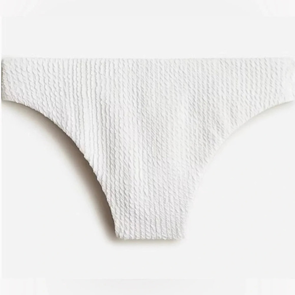 J.Crew Textured Curved Waist Cheeky Bikini Swim Bottom White Size Medium - Picture 4 of 4